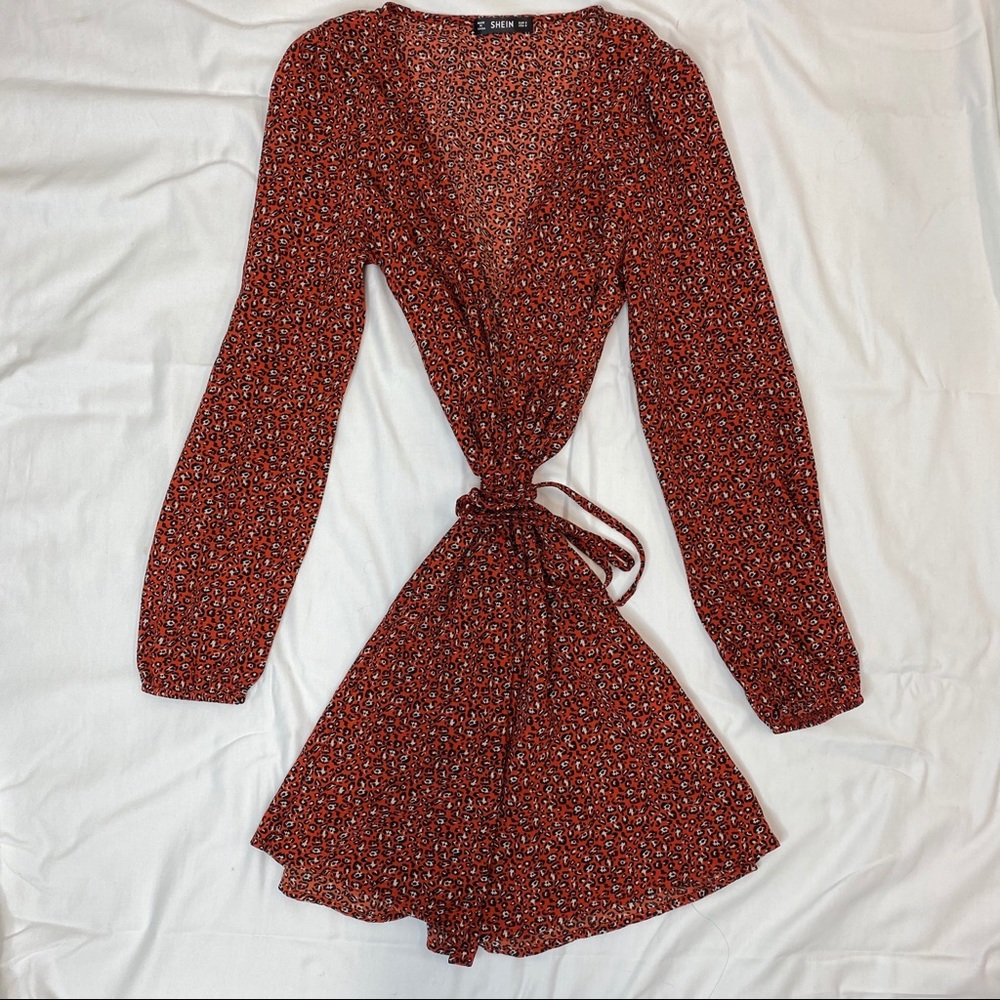 SOLD Red Leopard Wrap Dress - Picture 3 of 5